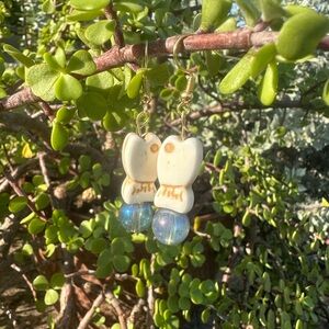 Unique Fish Earrings with Blue Beads